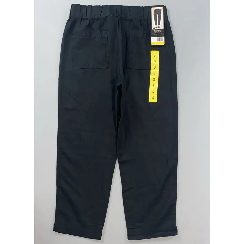 Banana Republic Linen Blend Pull On 'Tapered Crop Pant' in Black. Women's S, NWT